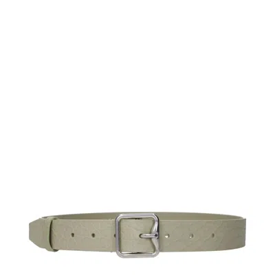 Burberry Green Leather Regular Belt In Gray