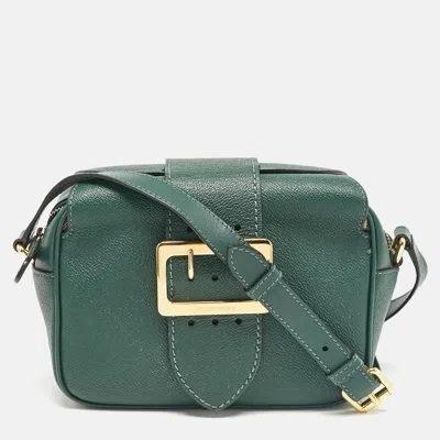 Pre-owned Burberry Green Leather Small Medley Buckle Crossbody Bag