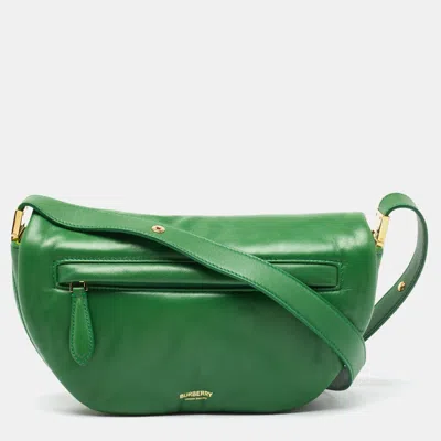 Pre-owned Burberry Green Leather Small Olympia Shoulder Bag