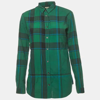 Pre-owned Burberry Green Nova Check Cotton Shirt S