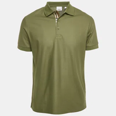 Pre-owned Burberry Green Pique Cotton Polo T-shirt M