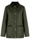Burberry Quilted Belted Country Jacket In Green