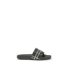 Burberry Men Dark Green Sandals With Check Motif On The Front In Rubber Man In Black