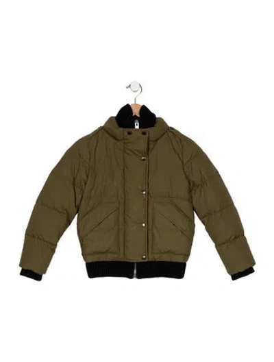 Pre-owned Burberry Babies' Green Puffer Casual Puffer Jacket With Zip Closure
