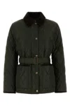 Burberry Dark Green Quilted Nylon Jacket Women In Brown