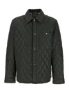 Burberry Green Quilted Jacket With Classic Collar In Tech Fabric Man In Multicolor