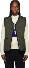 Burberry Green Quilted Nylon Vest In Shale