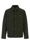 Burberry Green Quilted Jacket With Classic Collar In Tech Fabric Man In Olive