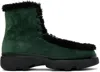 Burberry Suede Chugga Ankle Boots With Real Fur Inner In Vine/black
