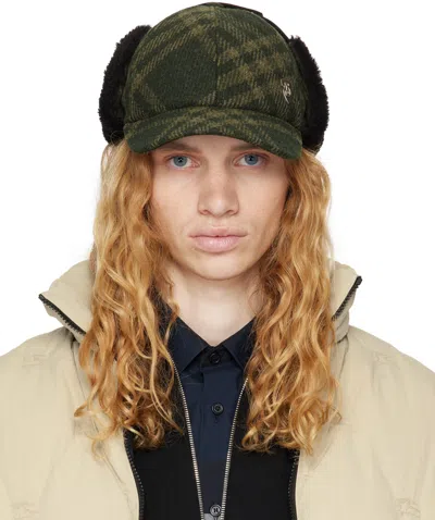 Burberry Shearling Trim Corduroy Trapper Cap In Root