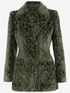 Burberry Virginia Baroque Velvet Double-breasted Jacket In Green