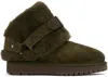 Burberry Snug Green Ankle Boots With Strap In Suede And Shearling In Loch