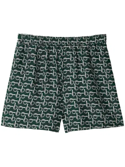 BURBERRY GREEN TEXTURED SHORTS