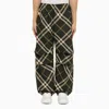 BURBERRY GREEN TROUSERS WITH CHECK PATTERN
