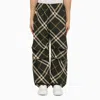 Burberry Men's Check Pattern Trousers With Elastic Waist And Drawstring In Green