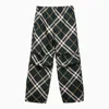 BURBERRY BURBERRY GREEN TROUSERS WITH CHECK PATTERN MEN