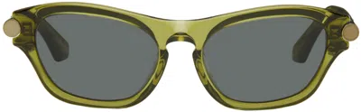 Burberry Green Tubular Oval Sunglasses In 411887