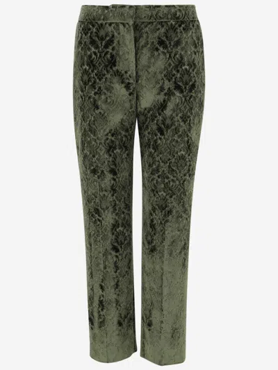 Burberry Green Velvet Tailored Trousers