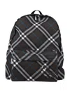 Burberry Checkered Fabric Embroidered Backpack In Green