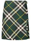 Burberry Check-pattern Wool Skirt In Green