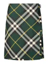 Burberry Check-pattern Wool Skirt In Green