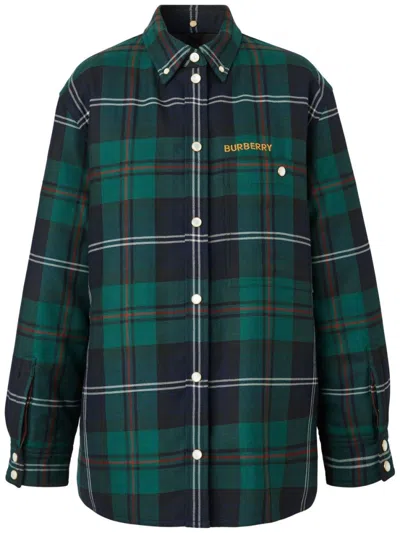 BURBERRY GREEN WOOL TARTAN SHIRT