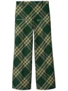 Burberry Checked Wool Twill Straight Pants In Green