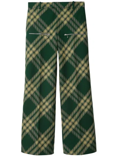 BURBERRY GREEN WOOL TROUSERS