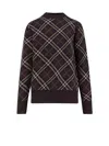 Burberry Check Pattern Cashmere Wool Crew-neck Sweater In Gray