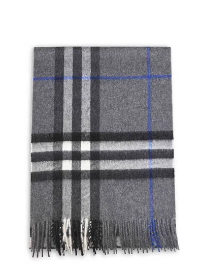Burberry Grey Cashmere Check Scarf<br/> In Transparent