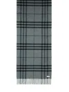 Burberry Cashmere Scarf With Check Pattern And Fringe In Gray