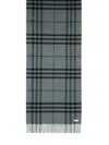 Burberry Cashmere Scarf With Check Pattern And Fringe In Gray