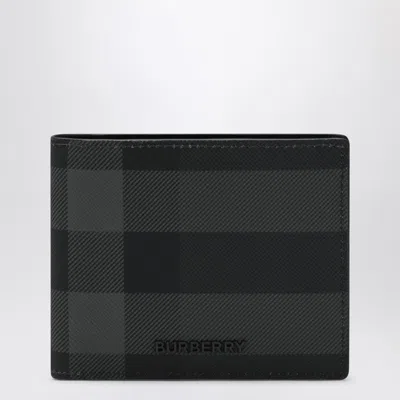 Burberry Grey Check Bi-fold Wallet Men In Black