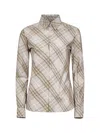 Burberry Women Beige Shirt With Pointed Collar And All-over Check Motif In Cotton Woman In Multi