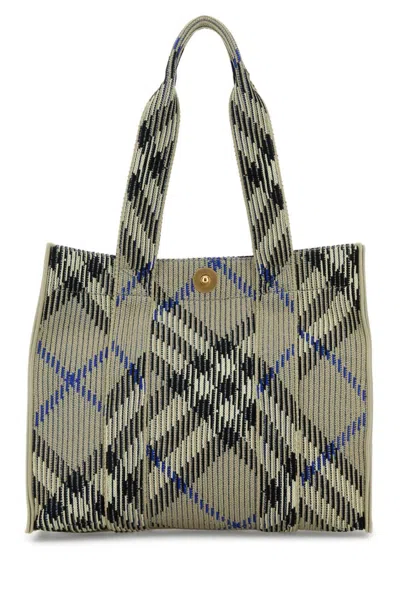 BURBERRY WOMEN GREY CHECK EMBROIDERED CANVAS TOTE, ONESIZE LUXURY TOTES FOR WOMEN DARVEYS