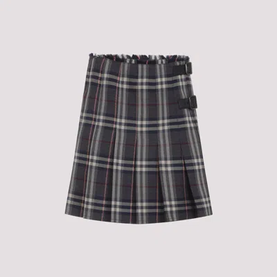 Burberry Grey Check Wool Mini Skirt In Gray