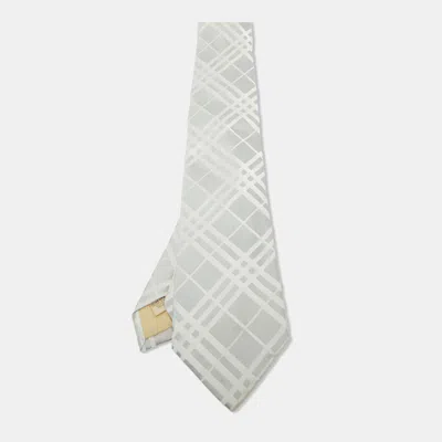 Pre-owned Burberry Grey Checked Silk Tie