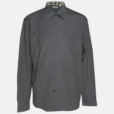 Pre-owned Burberry Grey Cotton Button Front Full Sleeve Shirt Xxxl In Gray