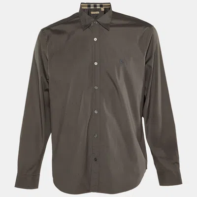 Pre-owned Burberry Grey Cotton Button Front Shirt Xl
