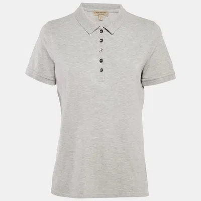 Pre-owned Burberry Grey Cotton Pique Polo T-shirt L