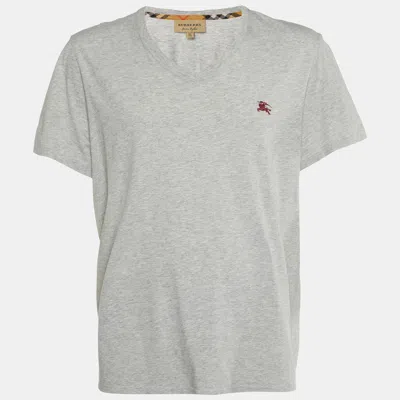 Pre-owned Burberry Grey Cotton V-neck T-shirt Xxl In Grey