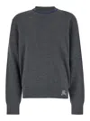 Burberry Grey Crewneck Sweater With Ekd Logo Detail On The Hem In Wool Man In Multicolor
