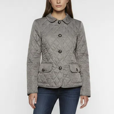 Pre-owned Burberry Grey Diamond Quilted Synthetic Button Up Jacket S In Gray