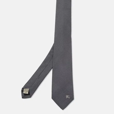 Pre-owned Burberry Grey Dotted Pattern Silk Tie