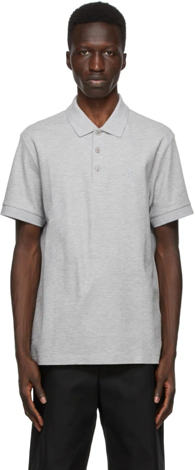 Burberry Grey Eddie Polo In Pale Grey M