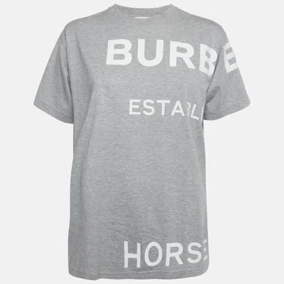 Pre-owned Burberry Grey Horseferry Graphic Jersey Crewneck T-shirt Xs