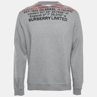 Pre-owned Burberry Grey Horseferry House Graphic French Terry Sweatshirt M In Gray