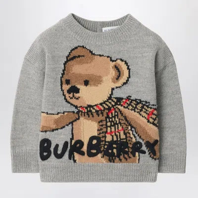 Burberry Grey Jumper In Wool With Thomas Bear And Friends In Gray