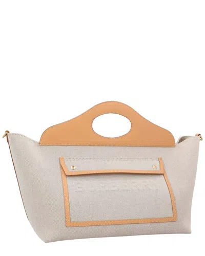 BURBERRY BURBERRY GREY LAMBSKIN SOFT POCKET MEDIUM TOTE, NEVER CARRIED (AUTHENTIC PRE-  LOVED)