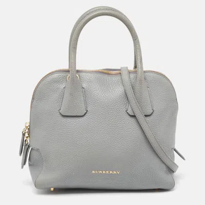 Pre-owned Burberry Grey Leather Greenwood Satchel